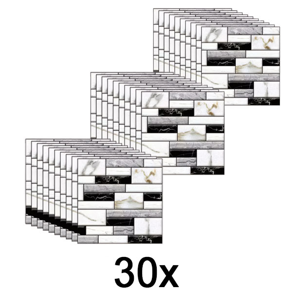 3x Autocolante de perete 3D cu aspect de marmură (10 buc/0,9 m²) | MARBLEBLOCKS