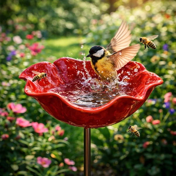 Adăpătoare decorativă pentru păsări în formă de floare | METALLEAF